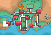 Mapa de Johto con Ciudad Cerezo señalado