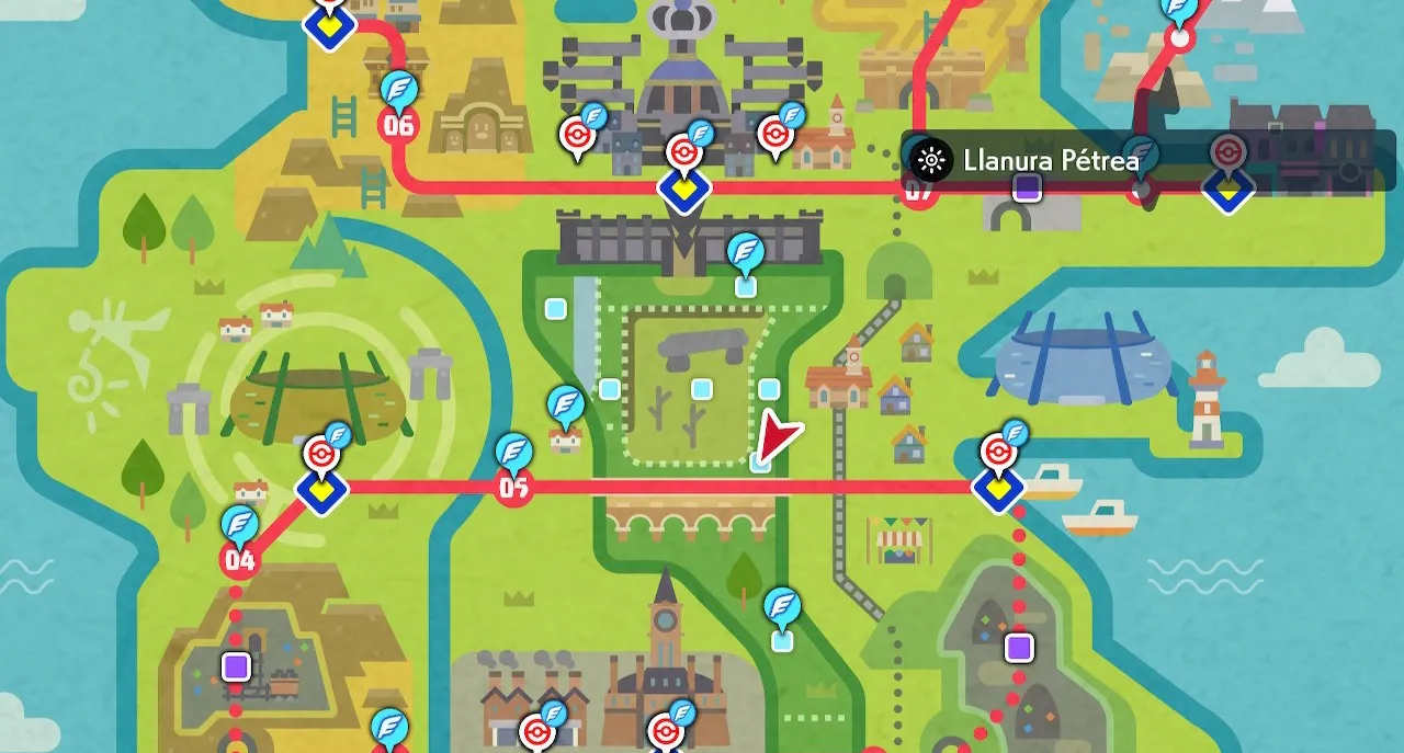 Mapa de Galar con Llanura Pétrea señalado