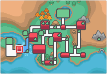 Mapa de Johto con Ciudad Orquídea señalado