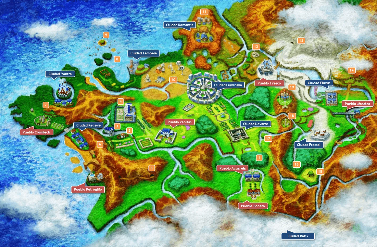 Mapa de Kalos en Pokémon X y Pokémon Y