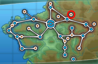 Mapa de Kalos con Gruta Helada señalado