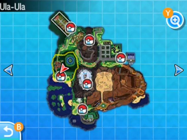 Mapa de Alola con Ruta 16 señalado