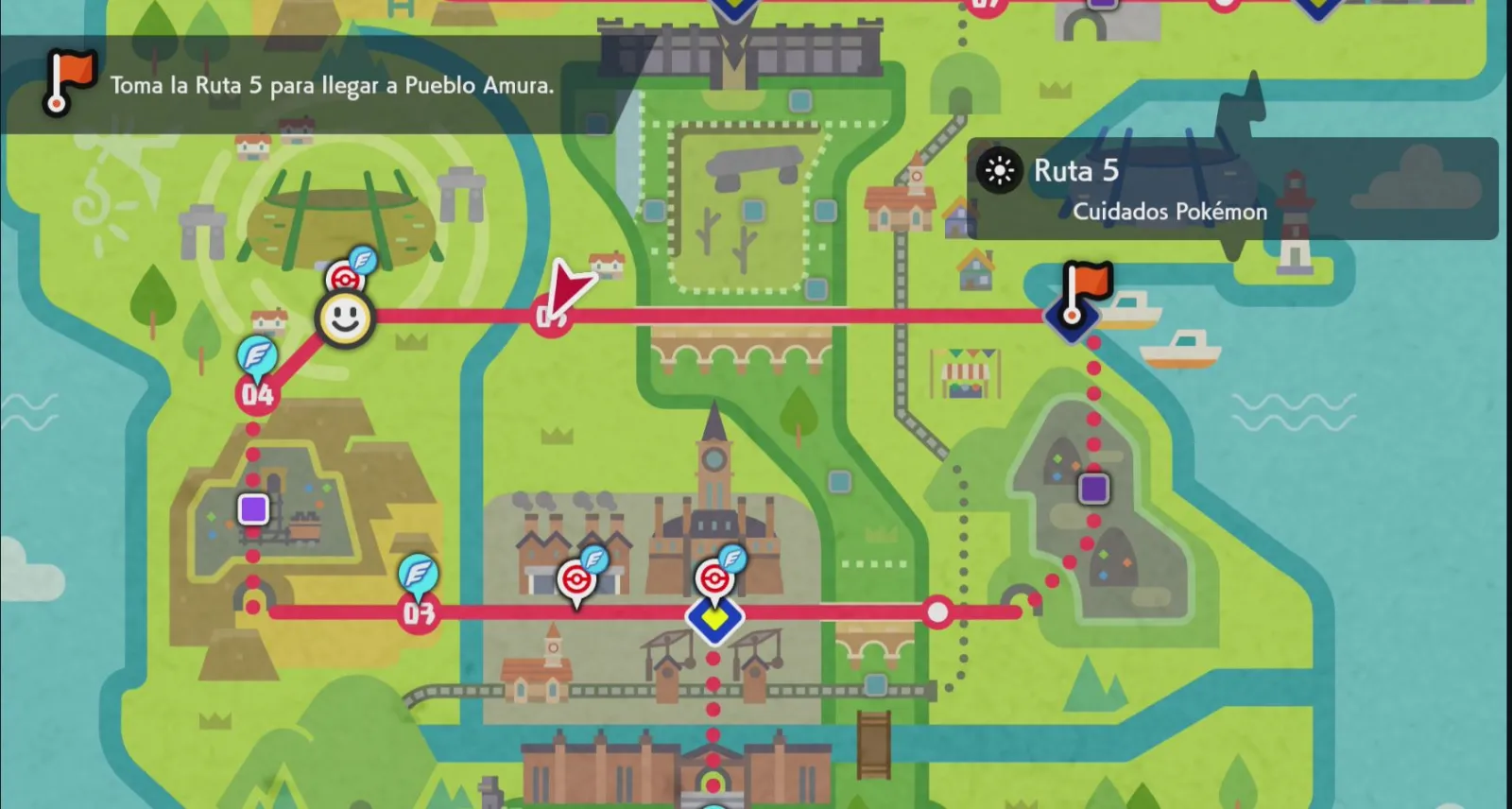 Mapa de Galar con Ruta 5 señalado