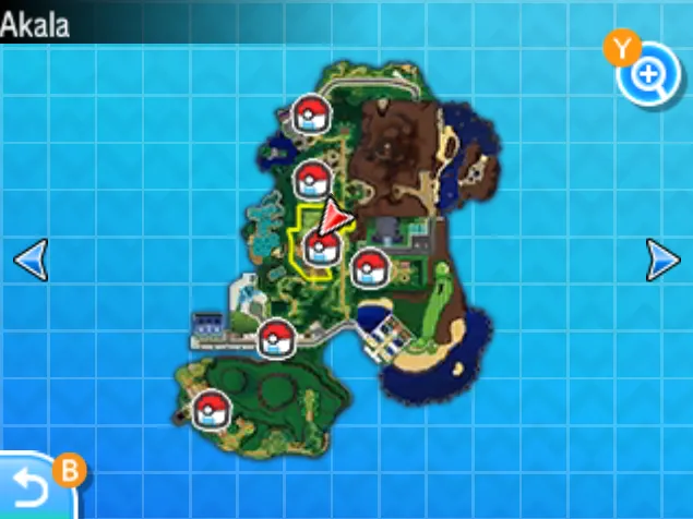 Mapa de Alola con Pueblo Ohana señalado
