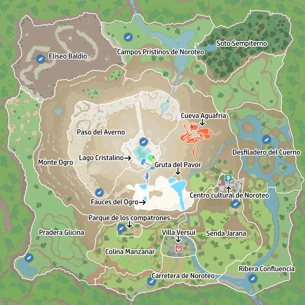 Mapa de Paldea en Pokémon Escarlata y Pokémon Púrpura: La máscara turquesa
