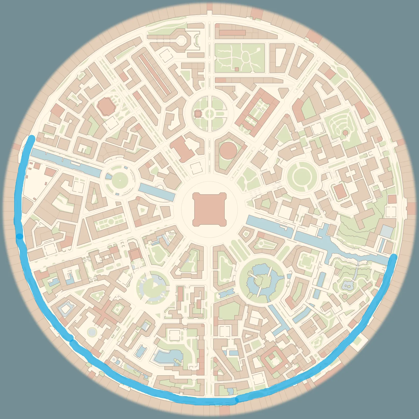 Mapa de Kalos con Bulevar Sur señalado