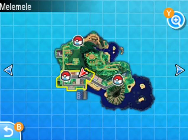 Mapa de Alola con Ciudad Hauoli señalado