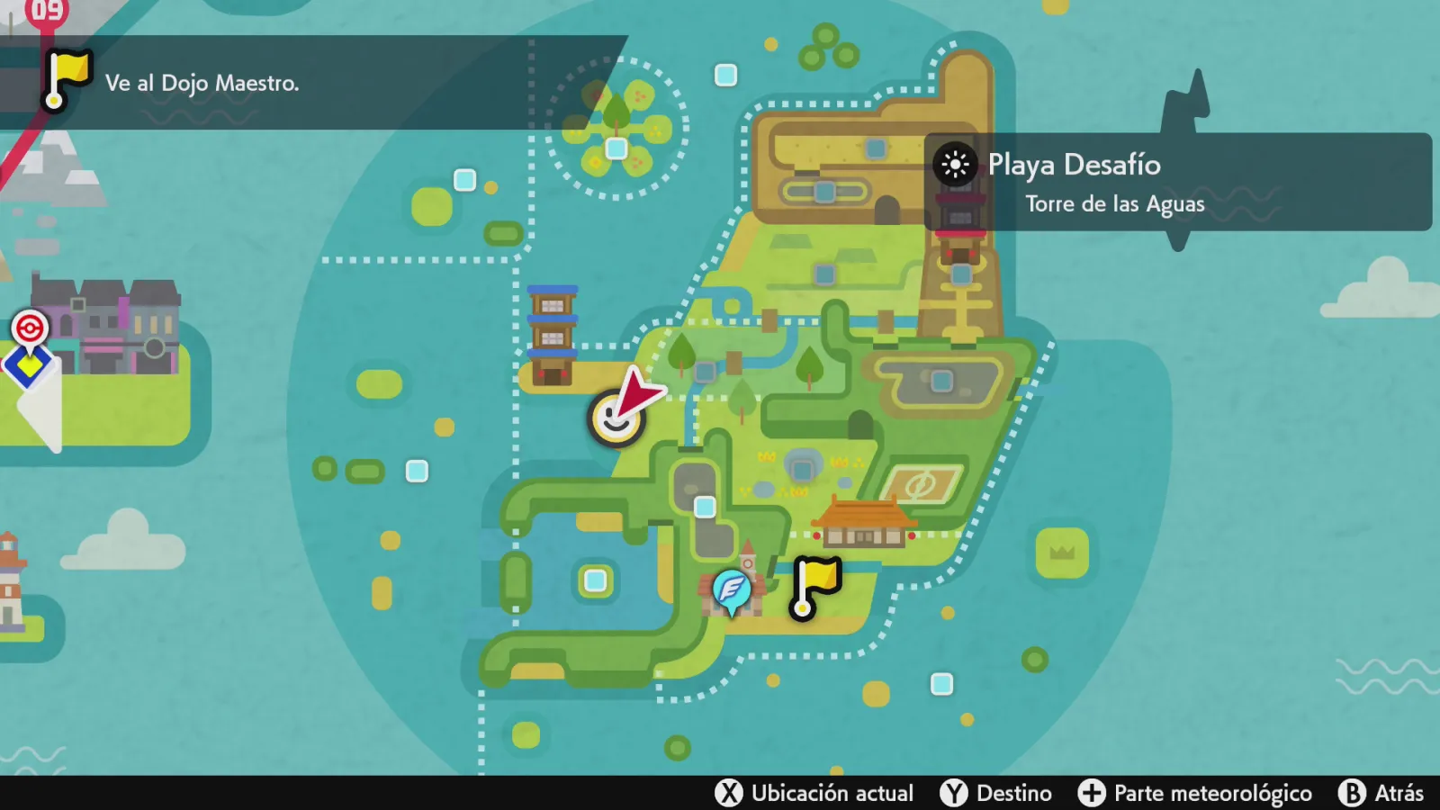Mapa de Galar con Playa Desafío señalado