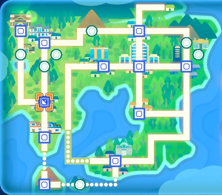 Mapa de Kanto con Ciudad Verde señalado