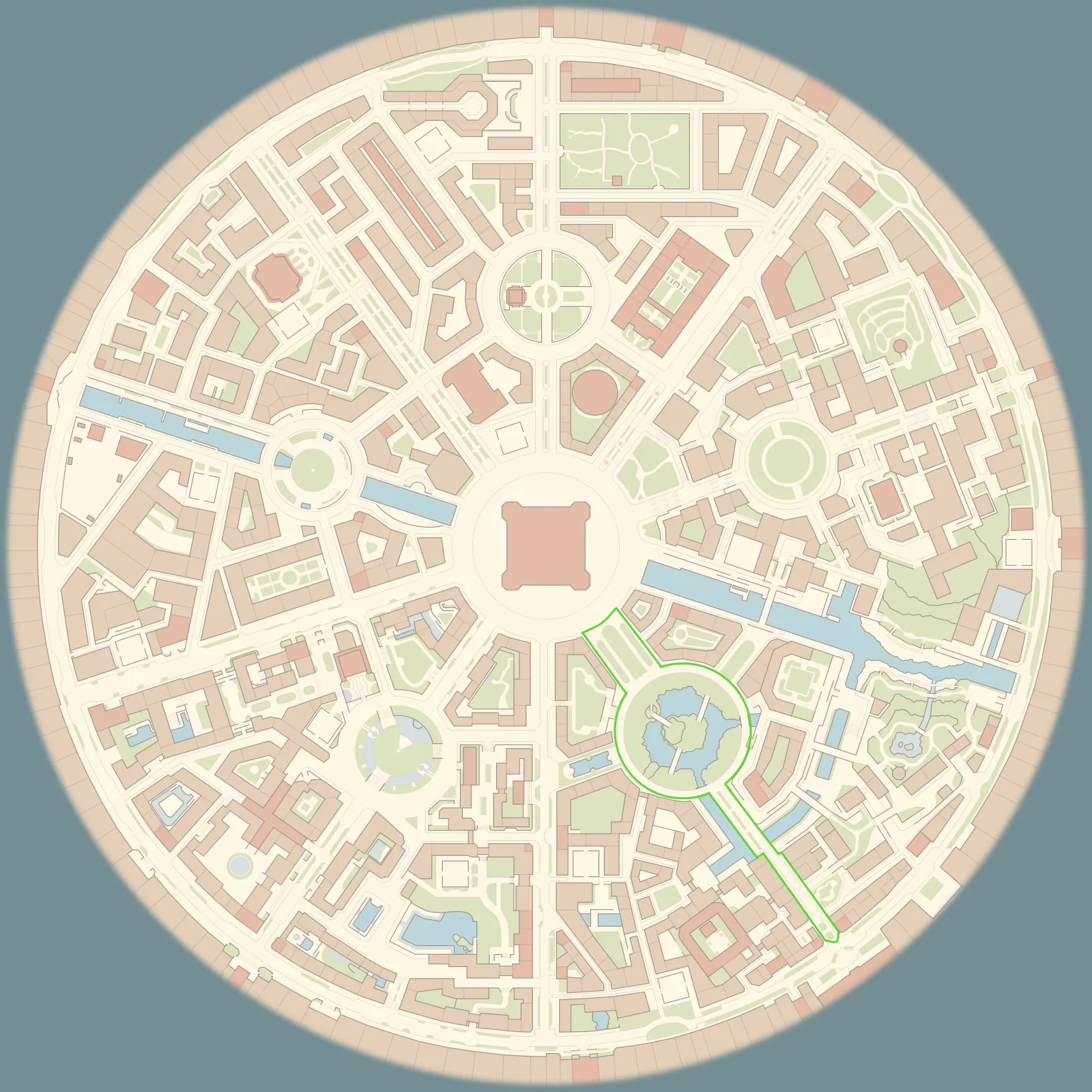 Mapa de Kalos con Vía Verde señalado