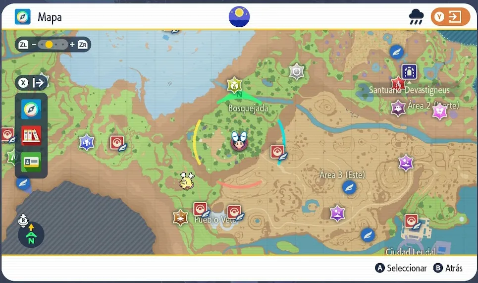 Mapa de Paldea con Bosquejada señalado