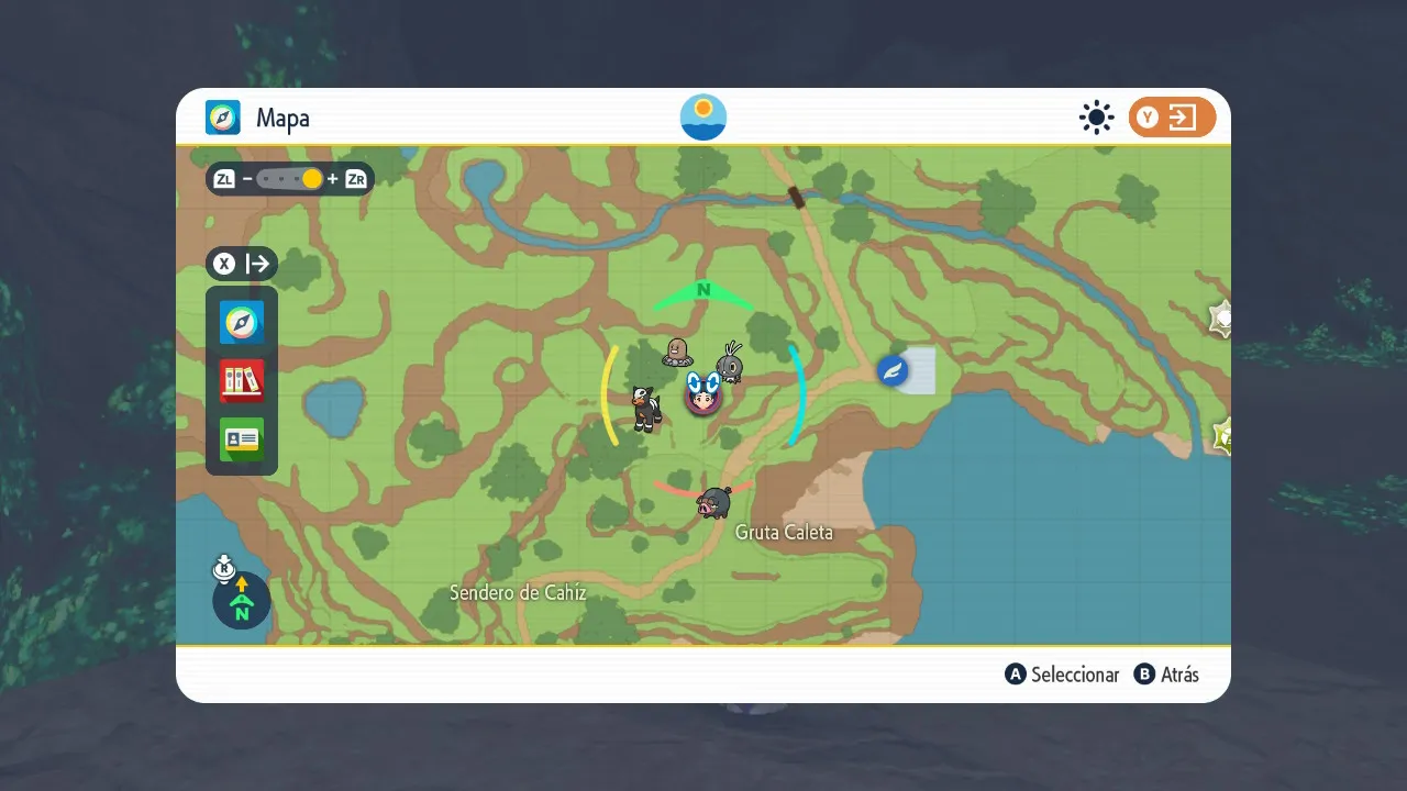 Mapa de Paldea con Gruta Caleta señalado