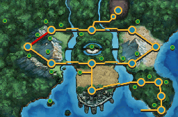 Mapa de Teselia con Ruta 7 señalado