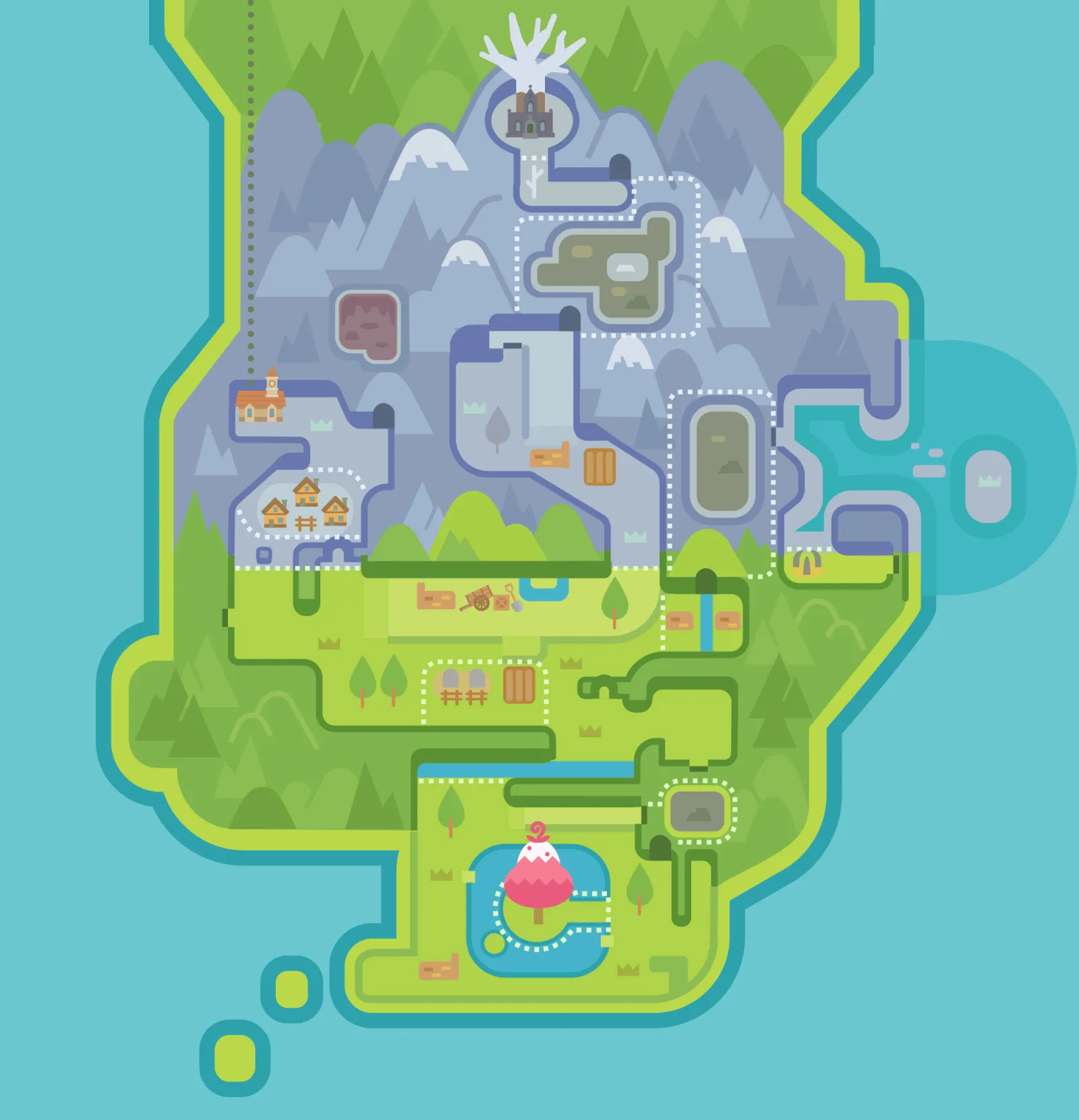 Mapa de Galar en Pokémon Espada y Pokémon Escudo: Las nieves de la corona